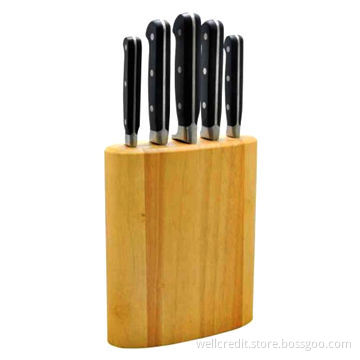 Stainless steel knife set with wooden block